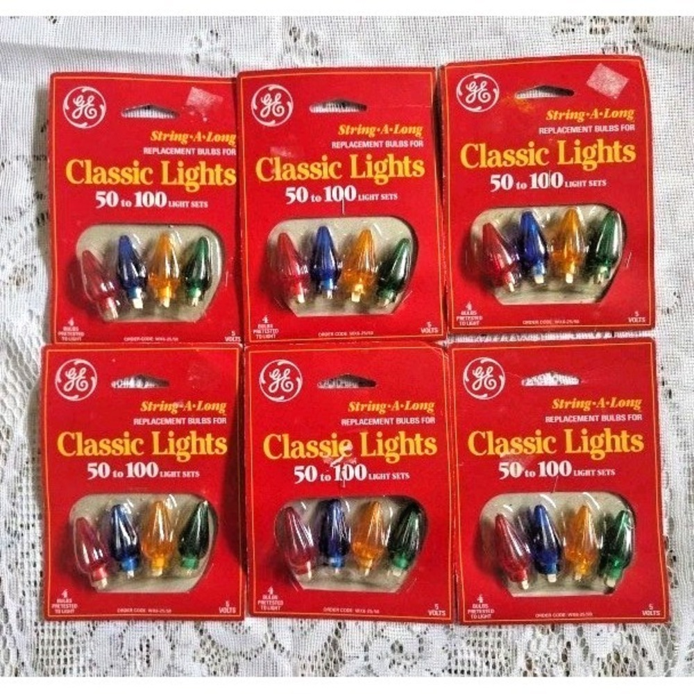 GE String A Long Replacement Bulbs For Classic Lights WX6-25/50CL Vintage 6 Pks